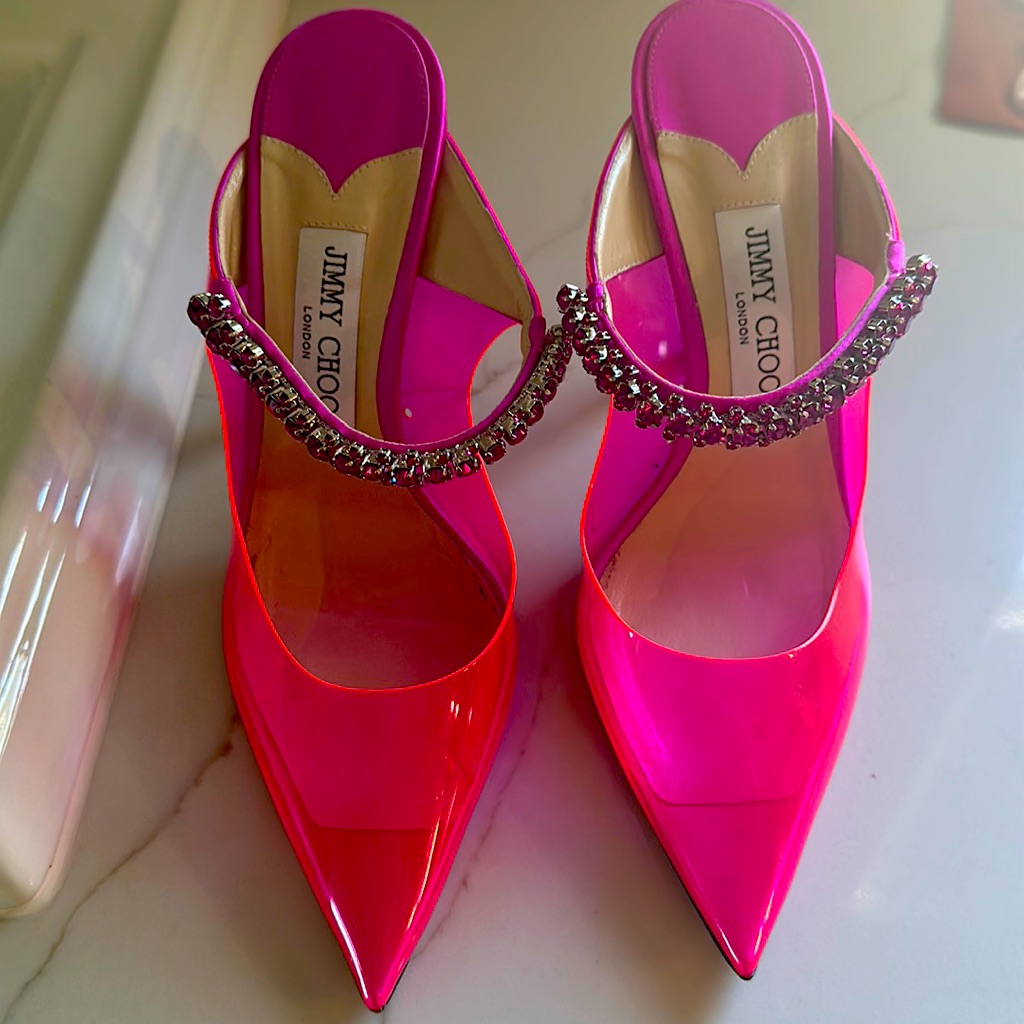 Jimmy Choo Bing Pvc Embellished Mules 39 Fits Like 8 $995